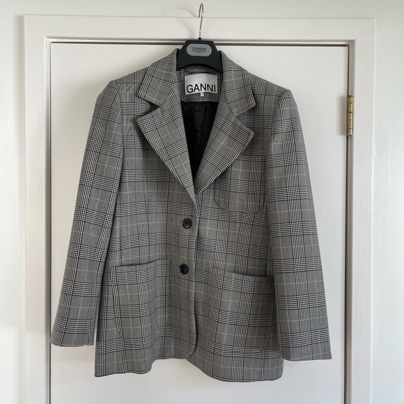Ganni Prince of Wales Checked Woven Blazer - Picture 9 of 9